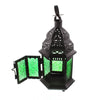 Emerald Glass Moroccan Candle Lantern - 10 inches