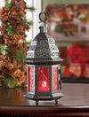 Ruby Glass Moroccan Candle Lantern - 10 inches
