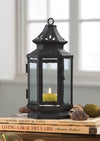 Victorian Style Black Candle Lantern - 8 inches