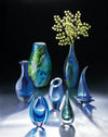 Ocean Blue Art Glass Vase