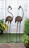 Cast Iron Flamingo Yard Art Pair
