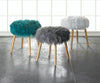 Faux Fur Stool with Wood Legs - Gray
