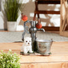 Terrier Puppy with Birds Solar Garden Light with Flower Pot