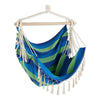 Hammock Chair with Tassel Fringe - Blue and Green Stripes