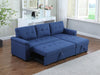 Lucca Blue Linen Reversible Sleeper Sectional Sofa with Storage Chaise