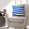 20 x 20 Modern Square Cotton Accent Throw Pillow, Screen Printed Stripes Pattern, Blue, White