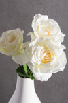 Artificial Flowers - Set of 6 Ivory Open Roses