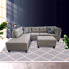 3-Piece  sofa  with 1 x 3-seat sofa, 1 x Left  chaise lounge, 1 x storage ottoman, 7 x back cushions，2 x throw pillows (BROWN)