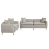 2 Piece Velvet Upholstered Sofa Sets,Loveseat and 3 Seat Couch Set Furniture with 2 Pillows and Golden Metal Legs for Different Spaces,Living Room,Apartment,Gray