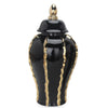 Elegant Black Ceramic Ginger Jar Vase with Gold Accents and Removable Lid - Timeless Home Decor