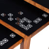 Alba 22 Inch 3 Piece Nesting Table Set, Laser Cut Metal, Black, Brown