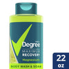 Degree Men Maximum Recovery Body Wash & Soak For Post-Workout Recovery Skincare Routine Extreme Blast + Epsom Salt + Electrolytes Bath and Body Product 22 oz