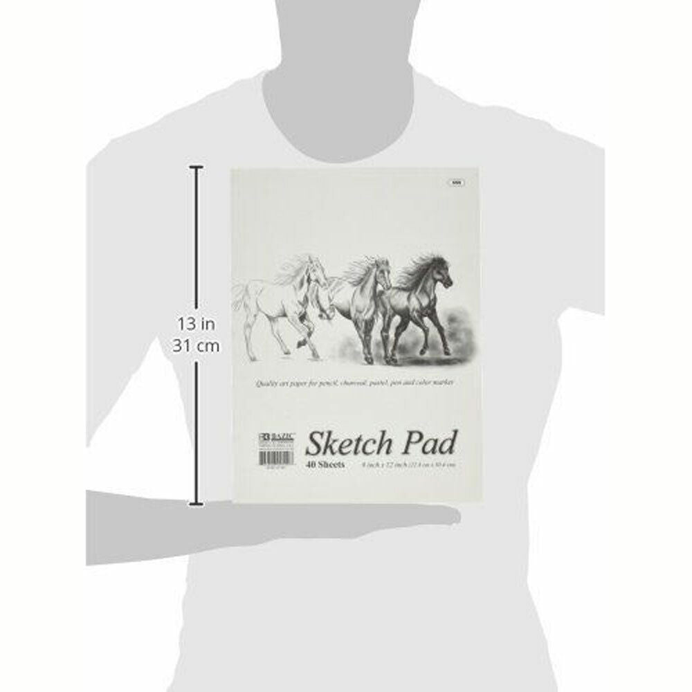 BAZIC Sketch Pad 40 Sheet 9 x12 White Sketchbook Drawing Pads