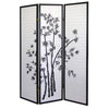 3-Panel Room Divider Privacy Screen with Bamboo Design Black White