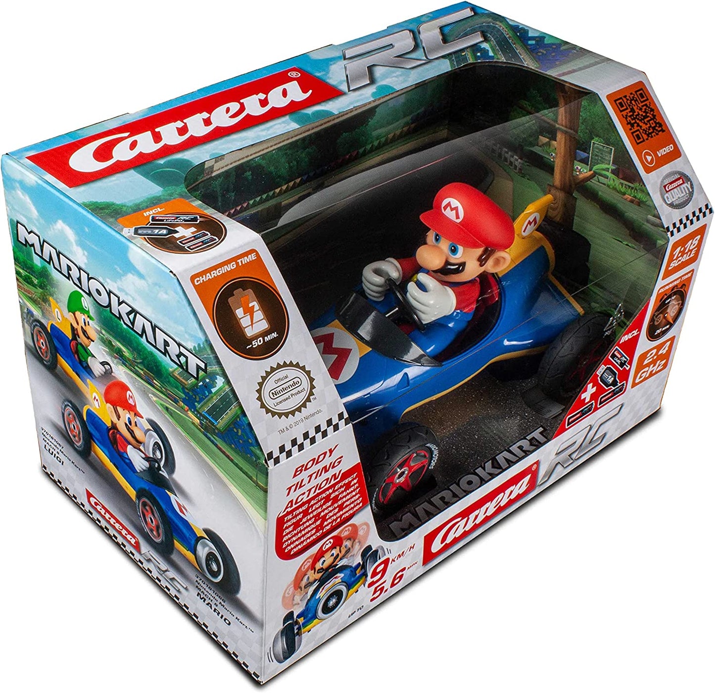 Carrera 181066 RC Official Licensed Kart Mach 8 Mario 1: 18 Scale 2.4 Ghz Remote Radio Control Car with Rechargeable Lifepo4 Battery - Kids Toys Boys/Girls Fashions for Home