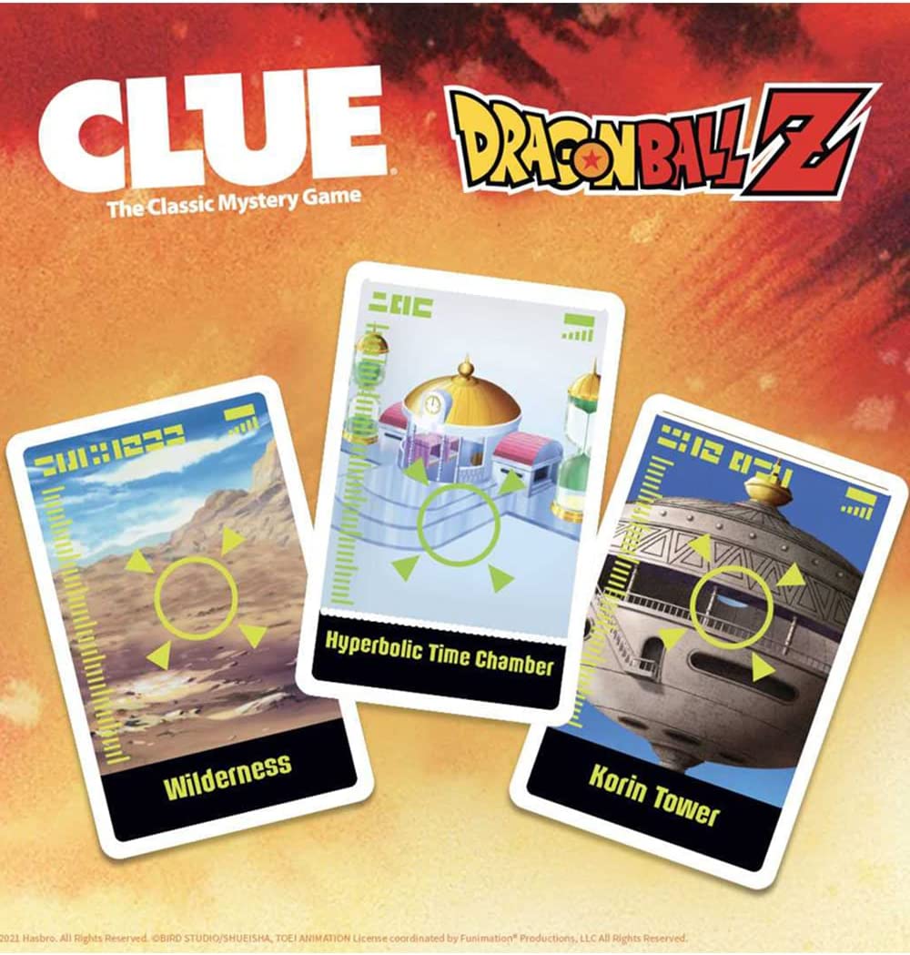 dragon ball z clue collectible clue board game featuring anime show officially licensed game with familiar locations and iconic characters from dragon ball show