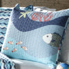 Full/Queen Blue Serenity Sea Fish Coral Coverlet Quilt Bedspread Set