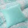 Full/Queen Teal Turquoise Aqua Blue and White Damask Comforter Set