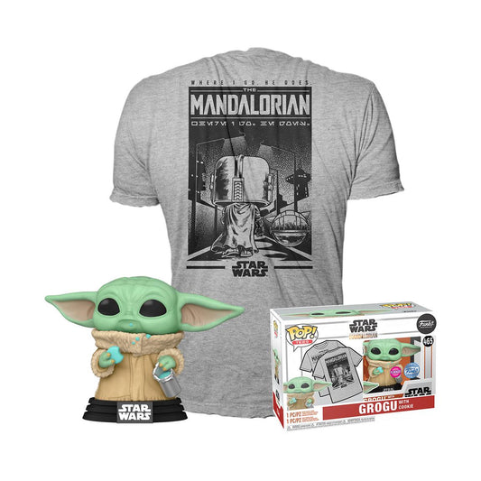 Star Wars: The Mandalorian Grogu with Cookie Pop! Vinyl Figure and Adult Pop! T-Shirt 2-Pack