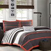 Twin/Twin XL Comforter Set in Dark Gray Orange White Stripes