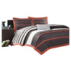 Twin/Twin XL Comforter Set in Dark Gray Orange White Stripes