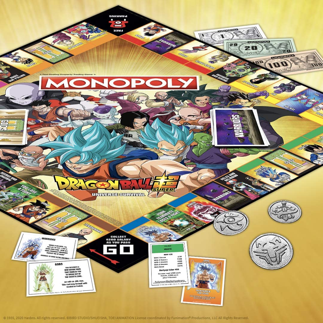monopoly dragon ball super recruit legendary warriors goku vegeta and gohan official dragon ball z anime series merchandise themed monopoly game