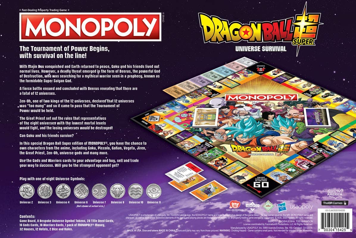 monopoly dragon ball super recruit legendary warriors goku vegeta and gohan official dragon ball z anime series merchandise themed monopoly game