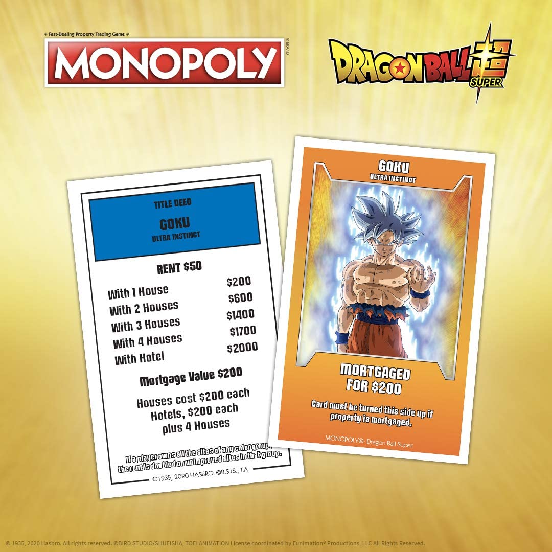 monopoly dragon ball super recruit legendary warriors goku vegeta and gohan official dragon ball z anime series merchandise themed monopoly game