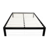 Queen size Modern Black Metal Platform Bed Frame with Wood Slats