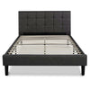 Queen size Modern Classic Dark Grey Upholstered Platform Bed with Headboard