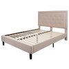 Queen Beige Upholstered Platform Bed Frame with Button Tufted Headboard