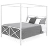 Queen size Modern Canopy Bed Frame in White Metal Finish