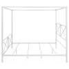 Queen size Modern Canopy Bed Frame in White Metal Finish
