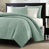 Full/Queen Seafoam Blue Green Quilted Coverlet Quilt Set with 2 Shams