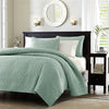Full/Queen Seafoam Blue Green Quilted Coverlet Quilt Set with 2 Shams