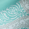 Twin/Twin XL Aqua Teal Turquoise Blue White Modern Damask Comforter Set