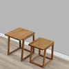 18, 15 Inch Rectangular 2 Piece Mango Wood Nesting Side Table Set with Grain Details, Brown