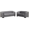 Modern 3-Piece Sofa Sets with Rubber Wood Legs,Velvet Upholstered Couches Sets Including Three Seat Sofa, Loveseat and Single Chair for Living Room Furniture Set,Gray