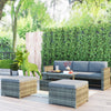 TOPMAX 4-piece Outdoor Backyard Patio Rattan Sofa Set, All-weather PE Wicker Sectional Furniture Set with Retractable Table, Gray