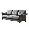 Living Room Furniture Linen Fabric Faux Leather with Wood Leg Sofa (Dark Grey)