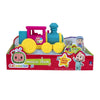 COCOMELON Feature Musical Train which Your little one will have a blast playing and singing with the Train and JJ Conductor. The train plays songs and sounds when you press on the train chimina.