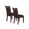 Set of 2 Side Chairs Brown Color wood finish Mid-Century Modern Padded Faux Leather Seat And Back Kitchen Dining Furniture