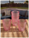 Designer Acrylic Diamond Cut Pink Drinking Glasses DOF Set of 4 (12oz), Premium Quality Unbreakable Stemless Acrylic Drinking Glasses for All Purpose