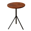 19 Inch Handcrafted Round Acacia Wood End Side Table, Sleek Tripod Metal Base, Walnut Brown, Black