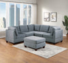 Living Room Furniture Corner Wedge Grey Linen Like Fabric 1pc Cushion Wedge Sofa Wooden Legs