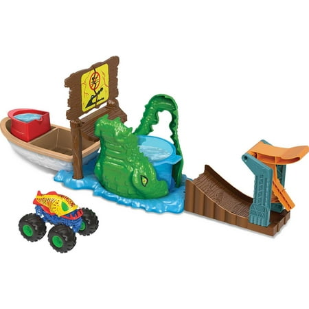 Hot Wheels Monster Trucks Swamp Chomp Playset  With 1 Toy Monster Truck