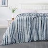 Back Printing Shaved Flannel Plush Blanket, Blue Stripe Blanket for Bed or Sofa, 60