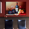 Framed Canvas Wall Art Decor Painting, Still Life Wine and Grape Fruits on Table Oil Painting Style Decoration For Restaurant, Kitchen, Dining Room, Office Living Room, Bedroom Decor-Ready To Hang