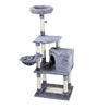 Multi-Level Cat Condo with pentagonal cat litter for Kittens Tall Cat Climbing Stand with Plush Toys - light gray