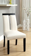 Set of 2 Chairs Black And White Leatherette Beautiful Padded Side Chairs Slit Back Design Kitchen Dining Room Furniture